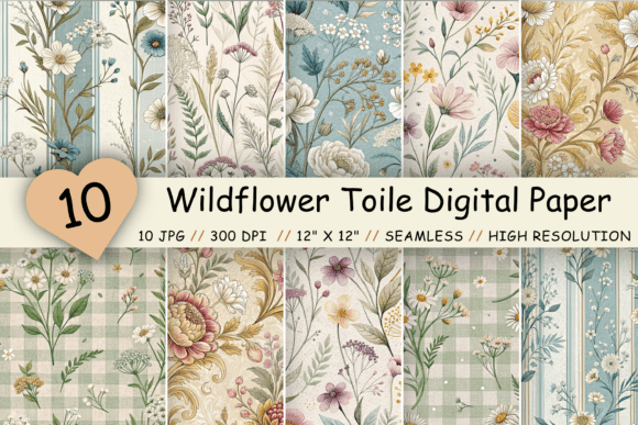 Download Wildflower Toile Digital Paper Pack - Paper Collection