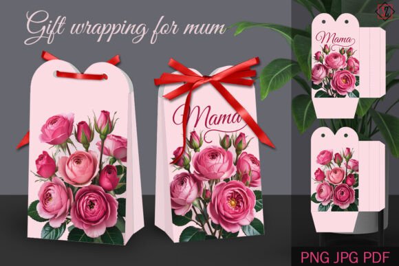 Download Gift Bag with Roses for Mum / Paper Craf - Paper Collection