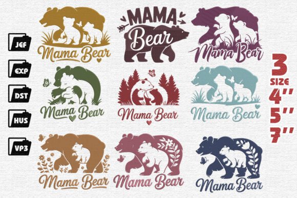 Download Mama Bear Set Embroidery - Mama bear Collection