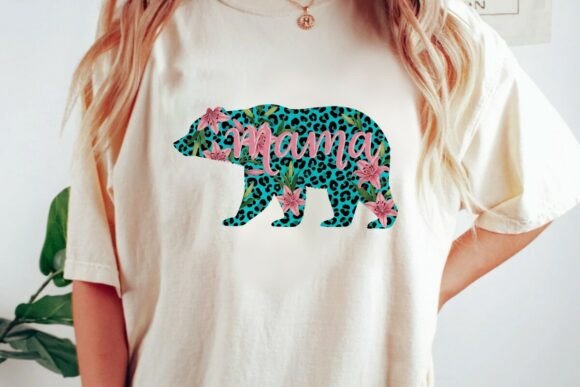 Download Mama Bear Floral Leopard Print Desig Png - Mama bear Collection