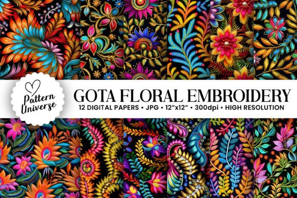 Download Gota Embroidery Pattern Digital Papers - Paper Collection